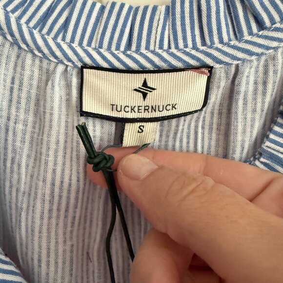 NWT Tuckernuck Poppy Stripe Blue Salty Paloma Caftan Maxi Dress (S) - Picture 4 of 7